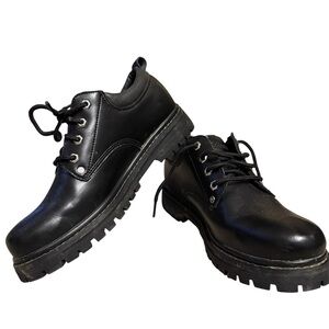 Sketchers Leather Upper Black Leather Men's Shoes size 8.5 - EUC